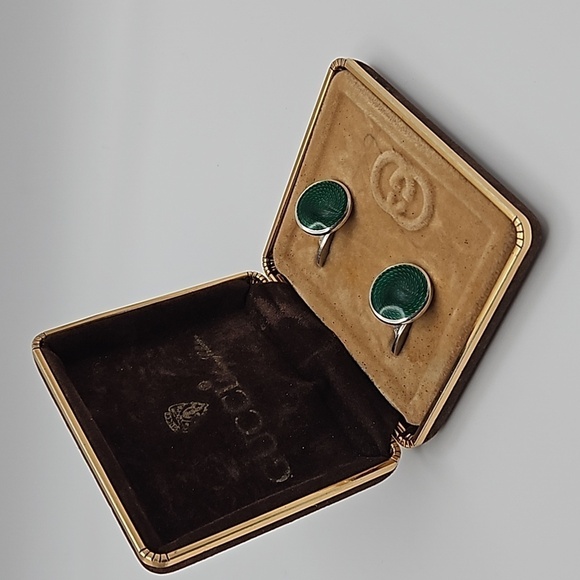 EXCLUSIVE: Gucci Emerald Green Inlaid Rope Cufflinks - Picture 1 of 7